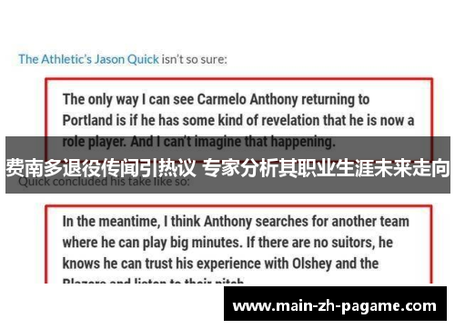 费南多退役传闻引热议 专家分析其职业生涯未来走向